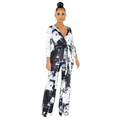 Black Splash Belted Jumpsuit (tall fashion)