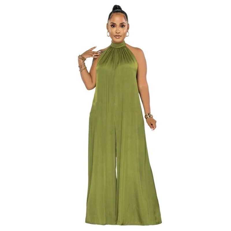 Leaf Green Backless Jumpsuit (Tall Fashion)