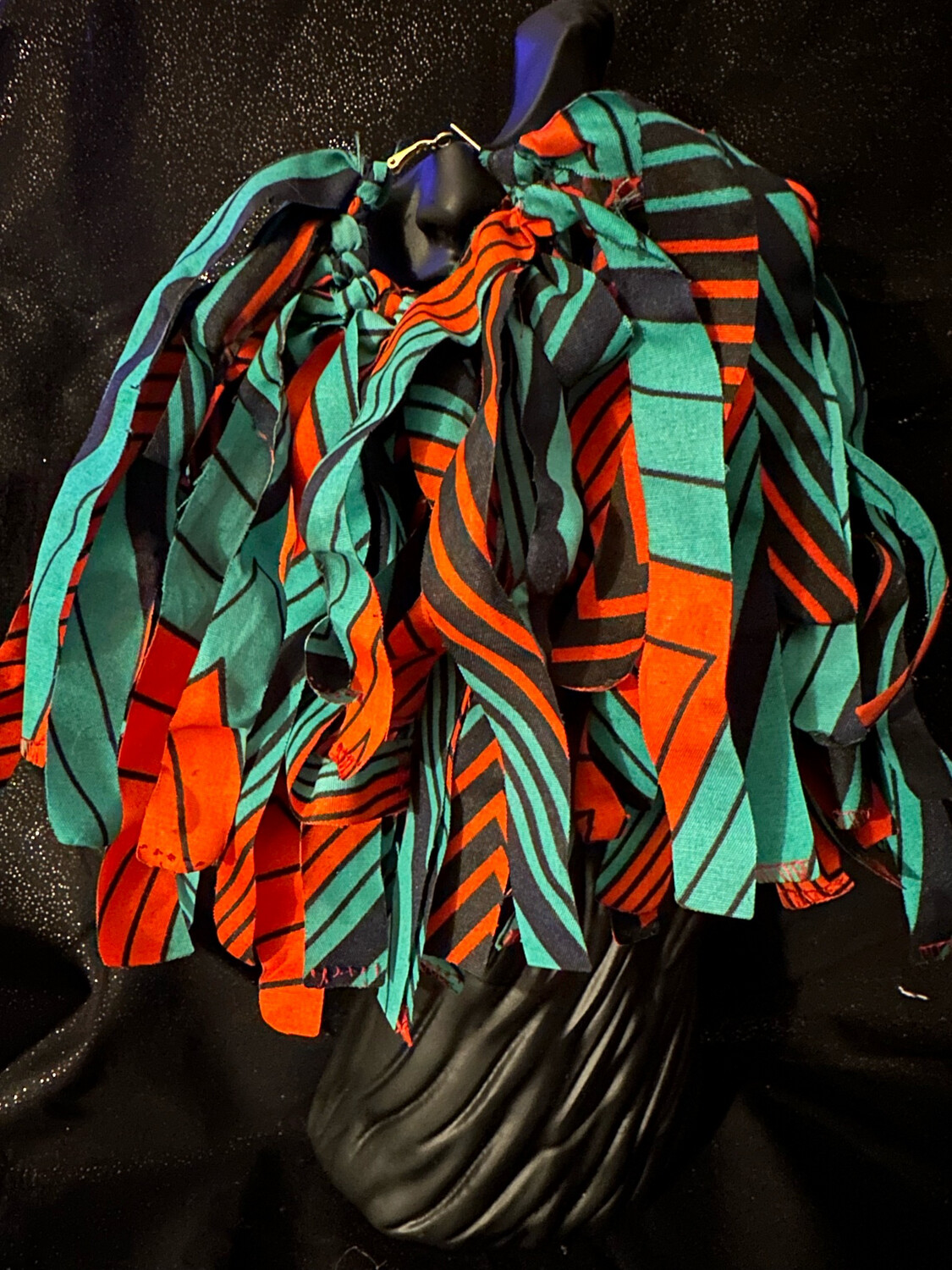 Orange Stripe Afrofringe Hoops (handmade)