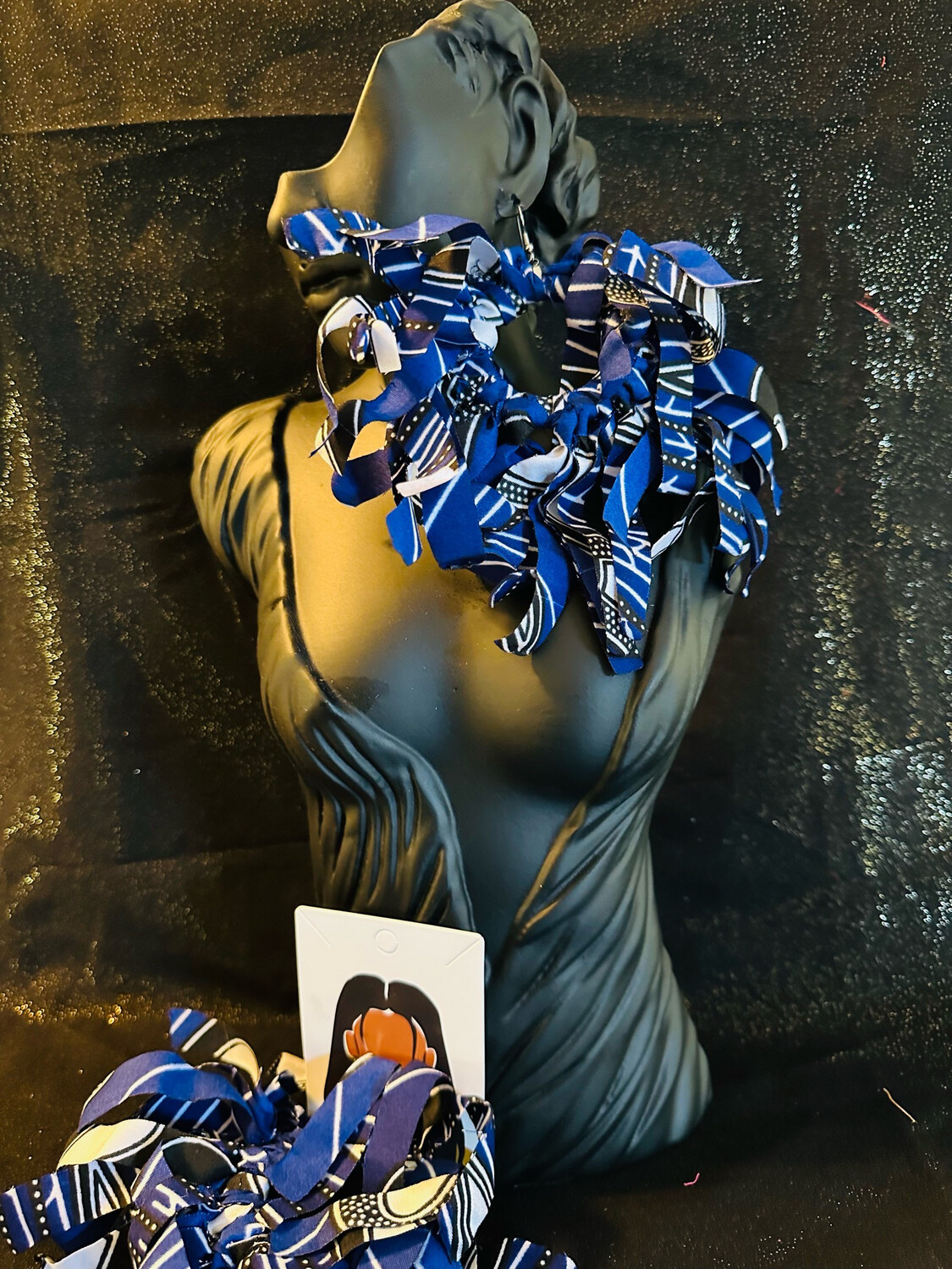 African Blue Afrofringe Danglers