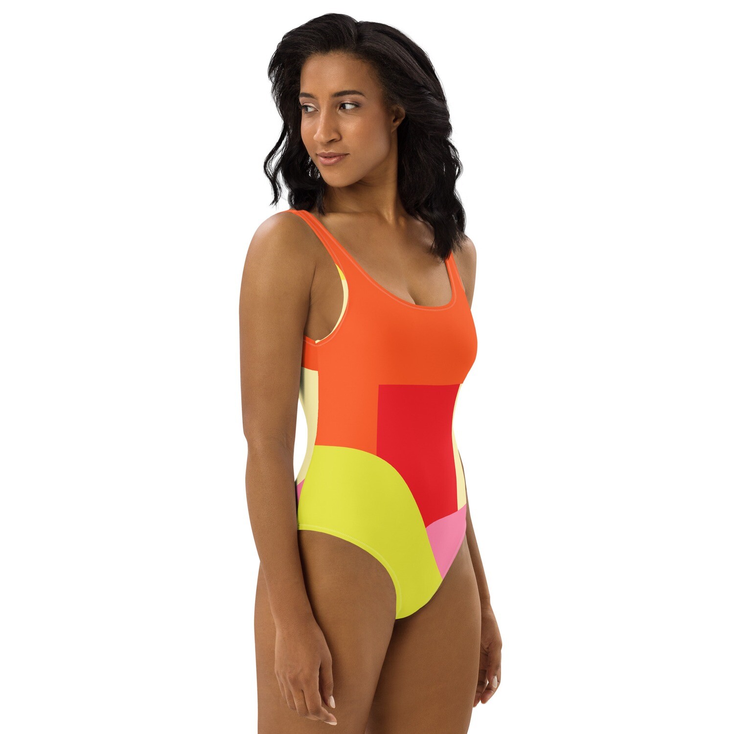 Color Block One-Piece Swimsuit, Size: XS