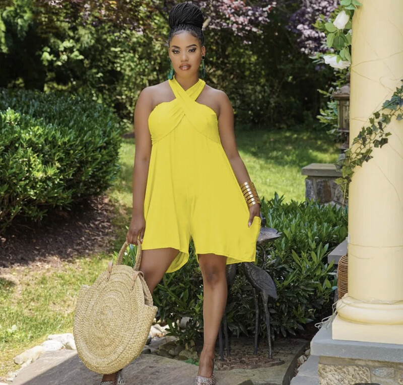 Summer Yellow Crisscross Romper