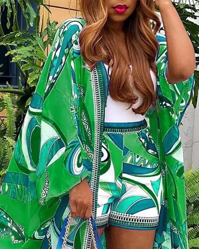 Vibrant Green Summer Short Set (stretchy fabric)