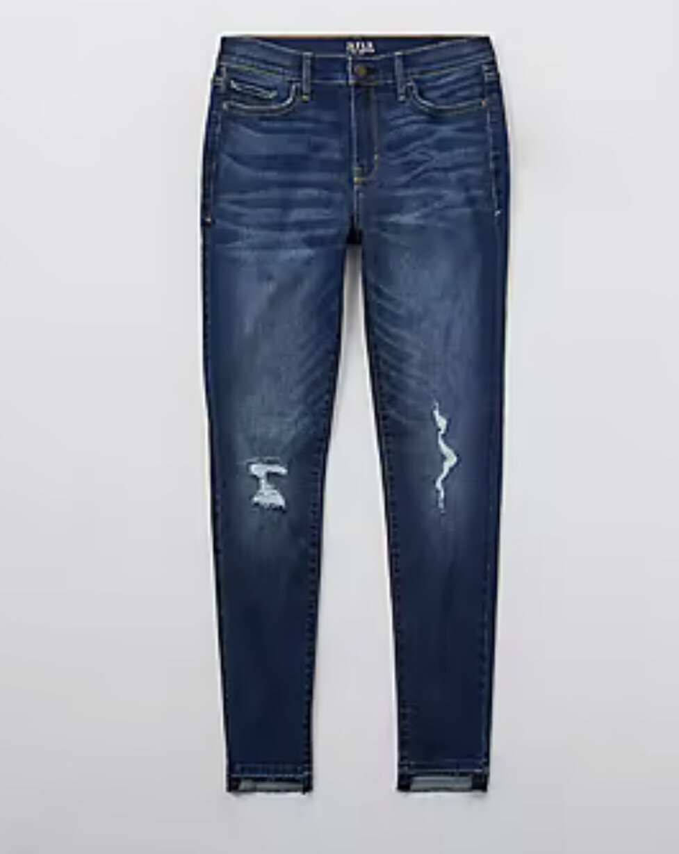 Modest Distressed Stretch Jeans