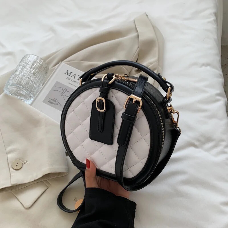 Black and White Vegan Leather Crossbody
