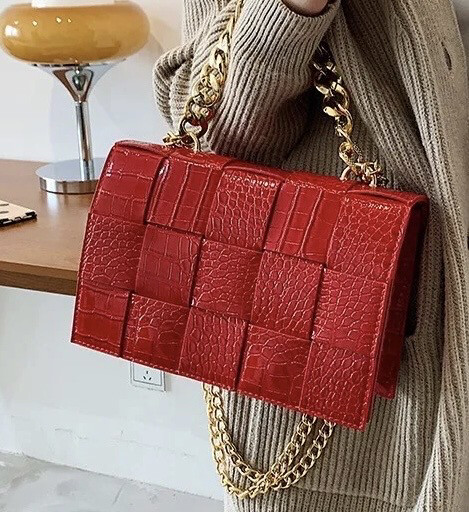 Cherry Red Quilted Leather Clutch