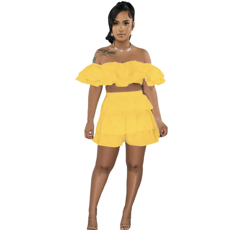 Lemon Yellow Ruffle Set