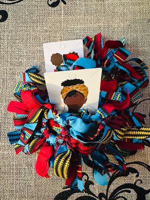 Blue/Red Afrofringe (handmade)