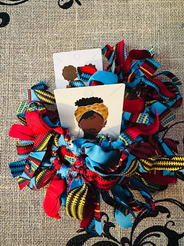 Blue/Red Afrofringe (handmade)
