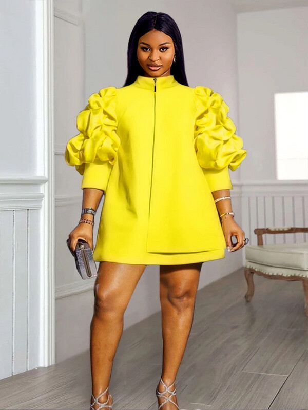 Yellow Puff Sleeve Mini