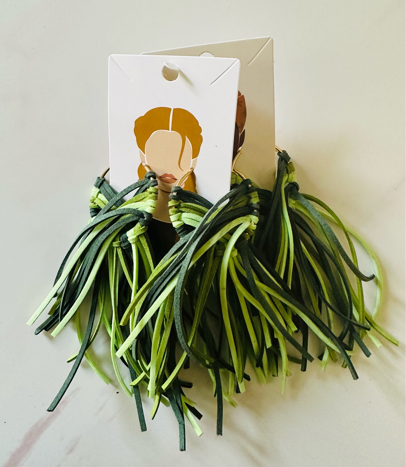 Key Lime Twisted Leather Fringe ( Handmade)