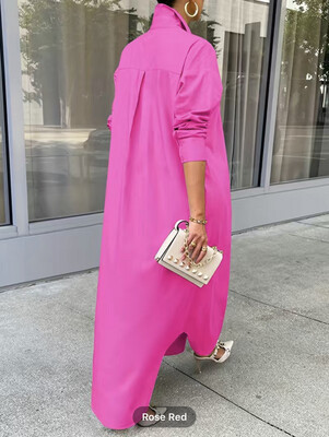 Bright Pink Maxi Button Up