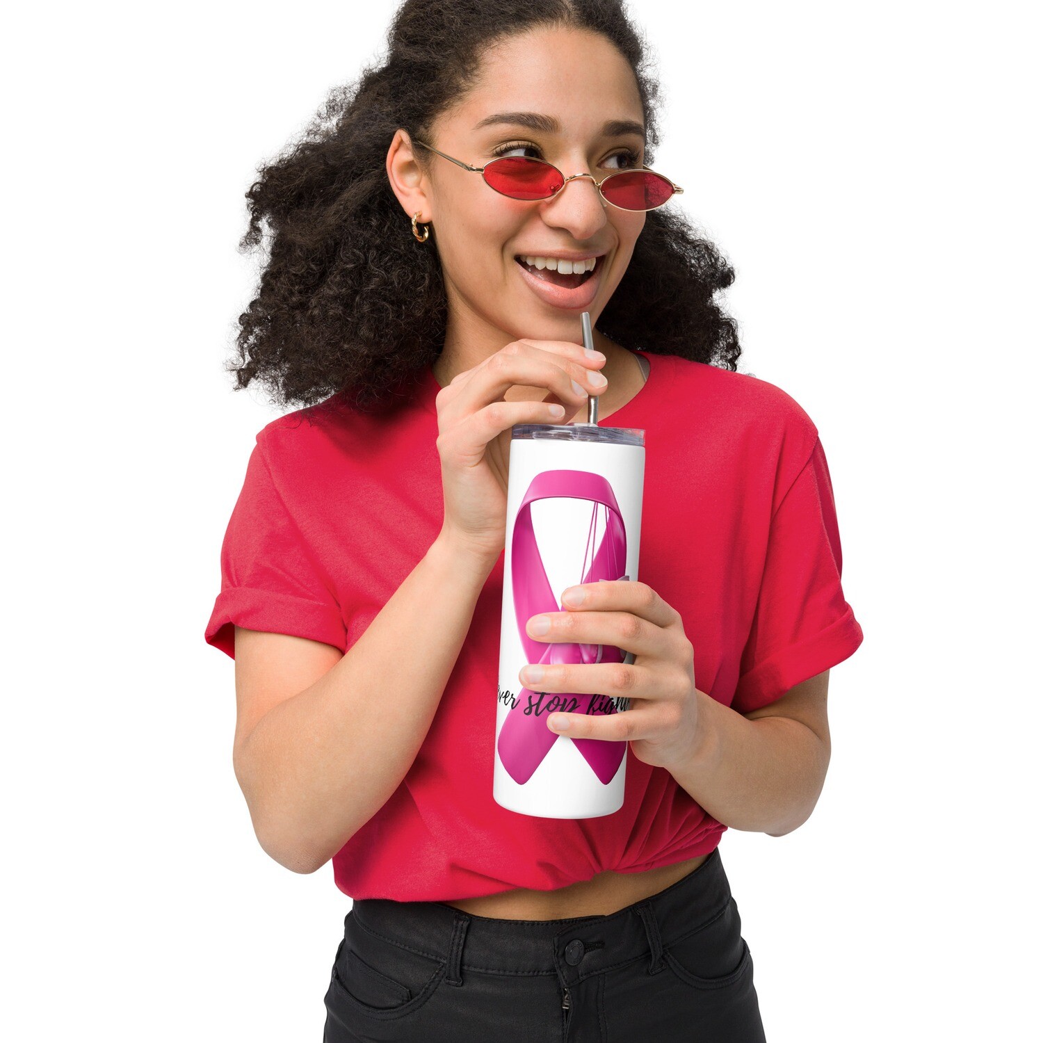 NEVER STOP FIGHTING Stainless steel tumbler