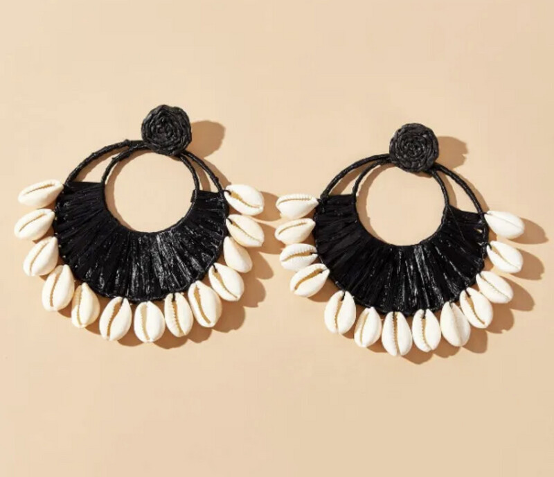 Black Bohemian Shell Earrings