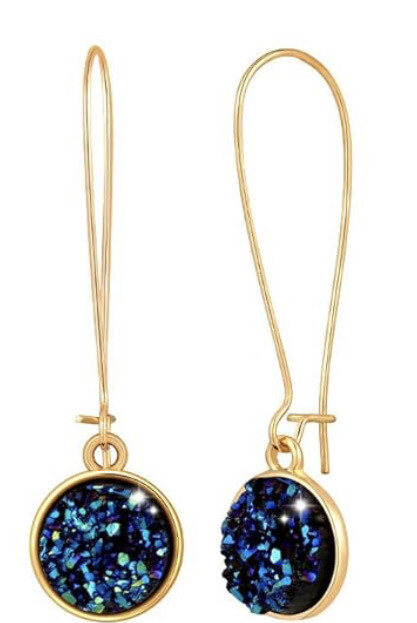 Navy Druzy Crystal Earrings