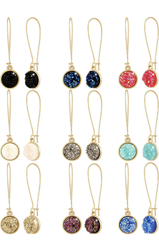 Blue Druzy Crystal Earrings