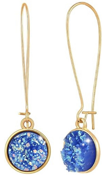 Blue Druzy Crystal Earrings