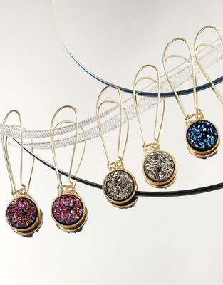 Navy Druzy Crystal Earrings
