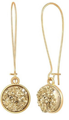 Gold Druzy Crystal Earrings