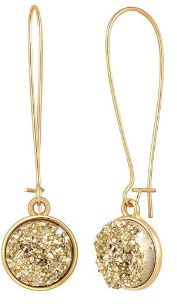 Gold Druzy Crystal Earrings
