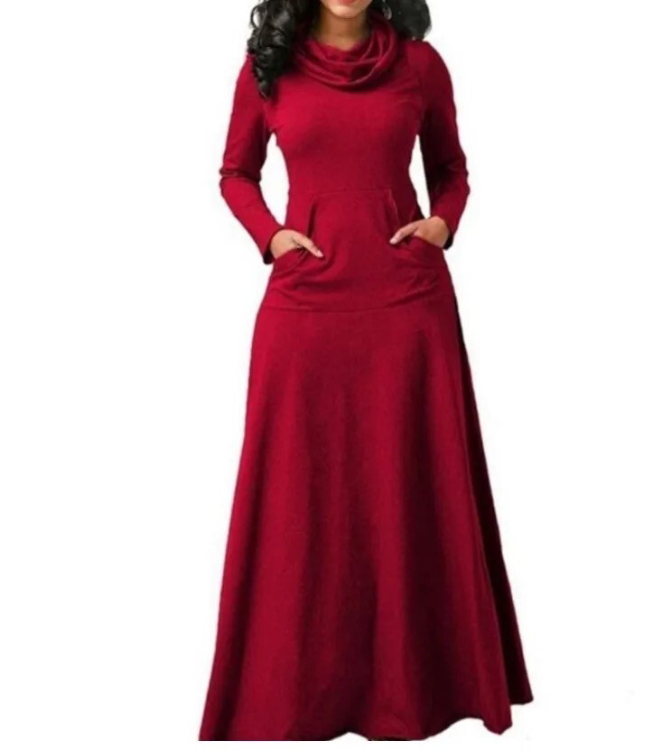 Red Cowl Neck Maxi
