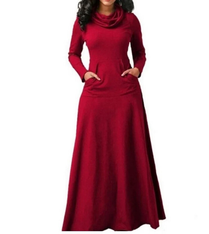 Red Cowl Neck Maxi