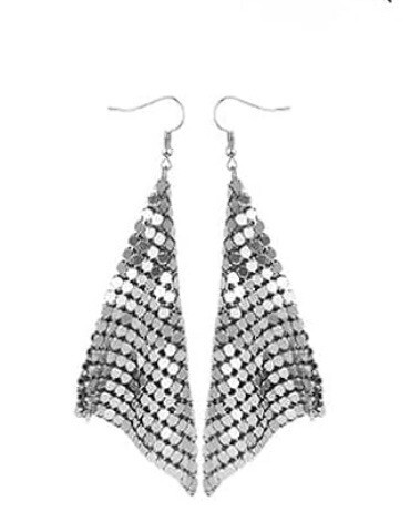 Silver Metal Drop Earrings