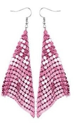 Fuchsia Pink Metal Drop Earrings