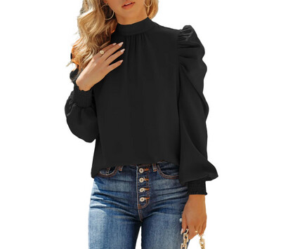 Black Puff Sleeve Blouse