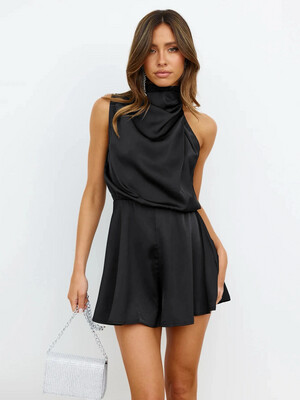 Black Satin Romper