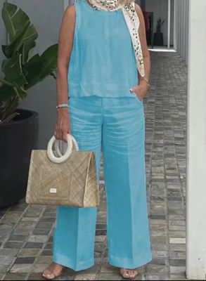 Sky Blue Linen Set