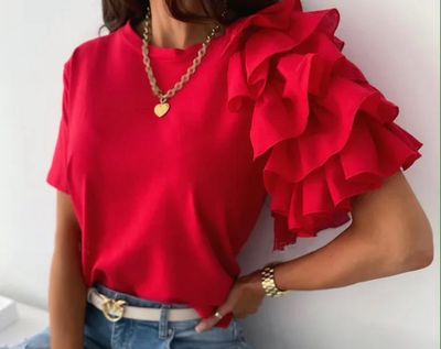 Carnation Red Ruffle Tee