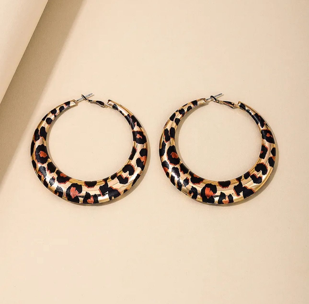Leopard Gold Hoops