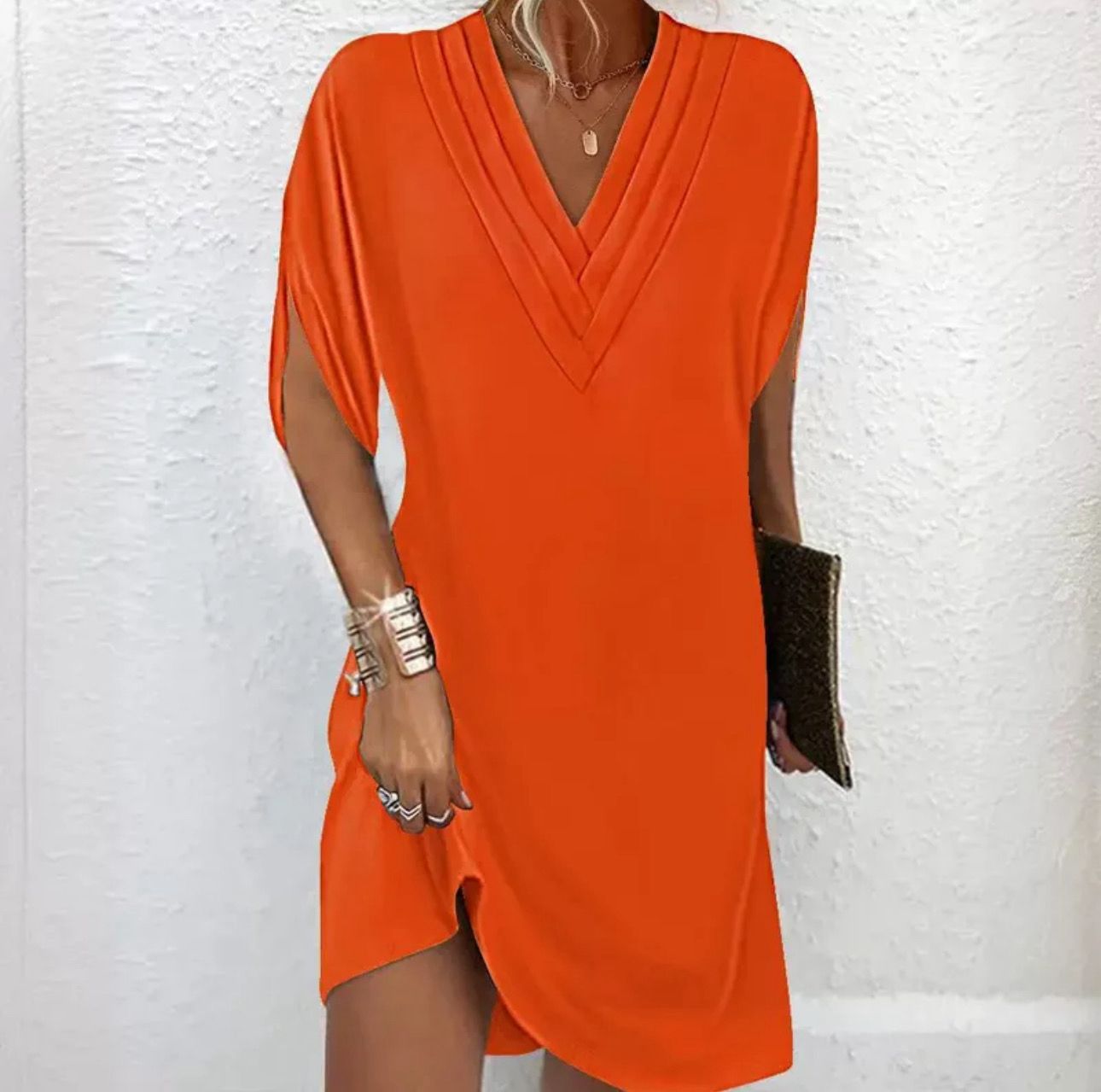 Casual Orange T- Shirt Dress