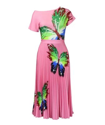 Butterfly In the Sky Pleated Skirt Set