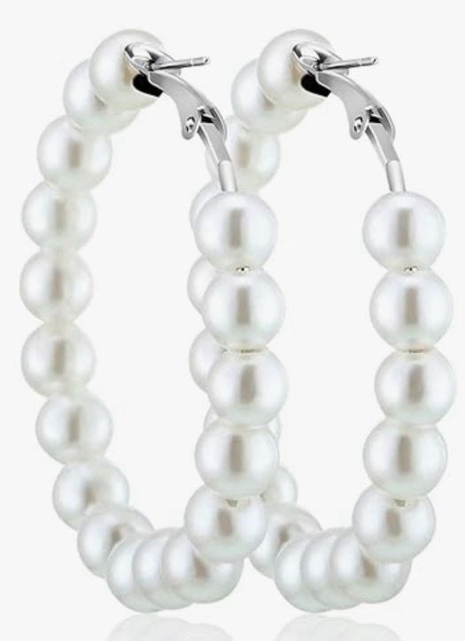 Medium Pearl Hoops
