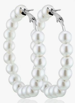Medium Pearl Hoops