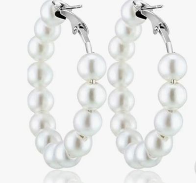 Small Pearl Hoops