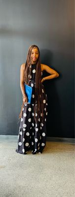 Polka Dot Halter Maxi (black)