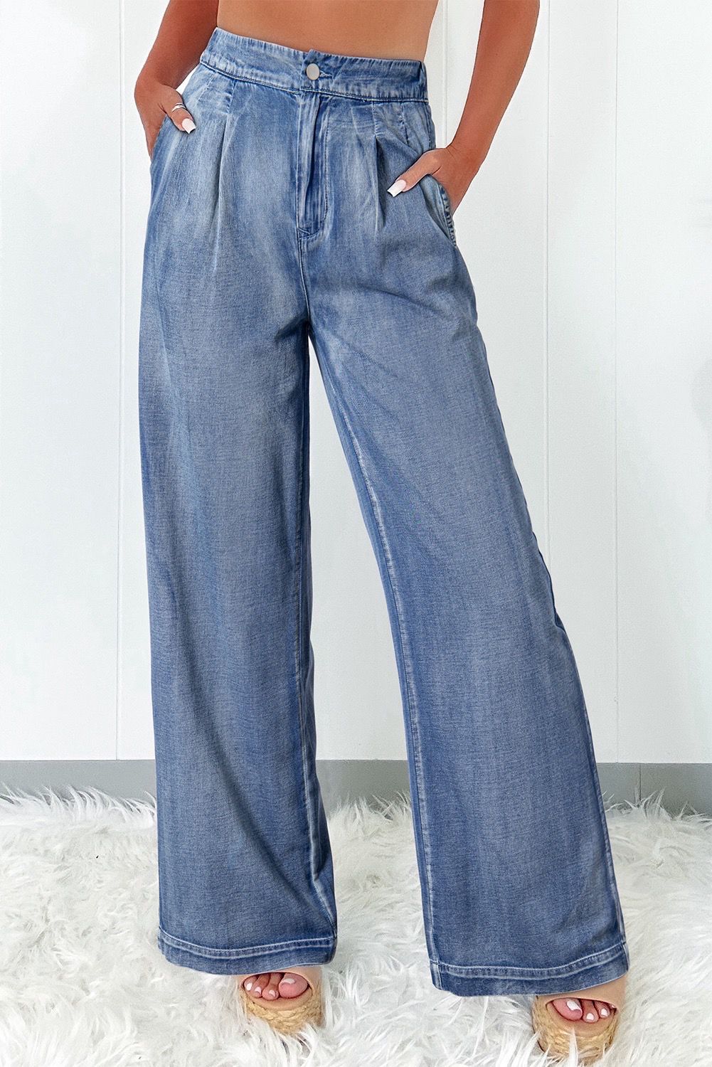 Wide Legged Soft Denim Trousers