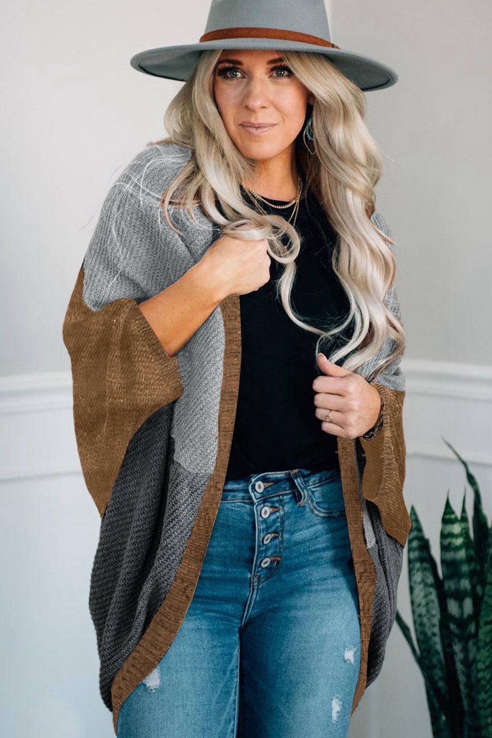 Colorblock Drape Cardigan(one size)