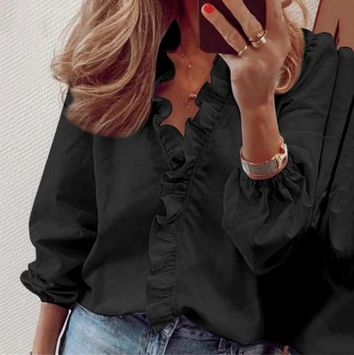 Black Ruffle Blouse