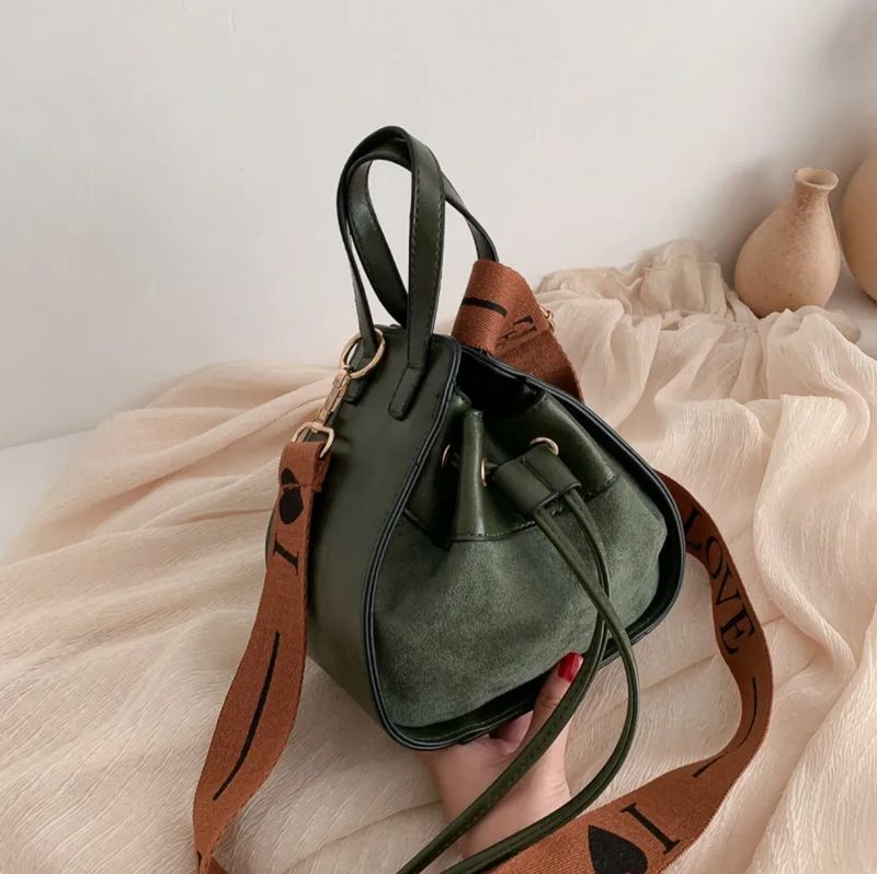Olive Faux Suede Crossbody