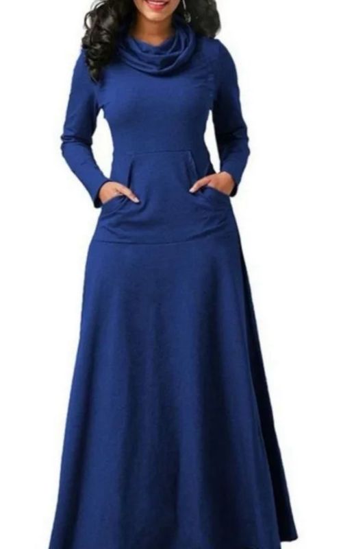 Blue Cowl Neck Maxi