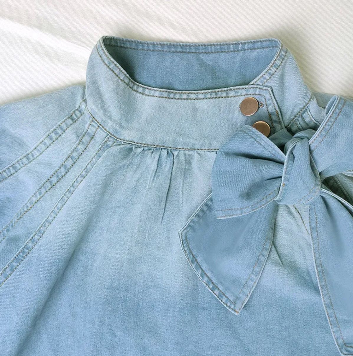 Accentuate Me Denim Puff Sleeve Top