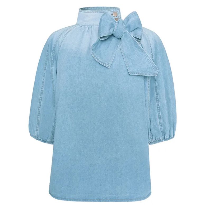 Accentuate Me Denim Puff Sleeve Top