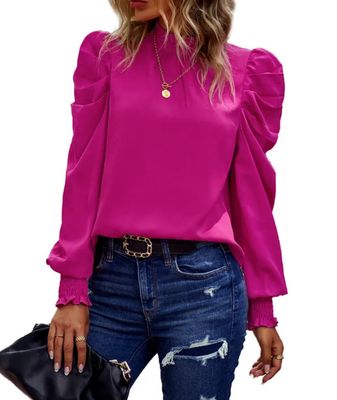 Pretty In Pink Puff Sleeve Blouse