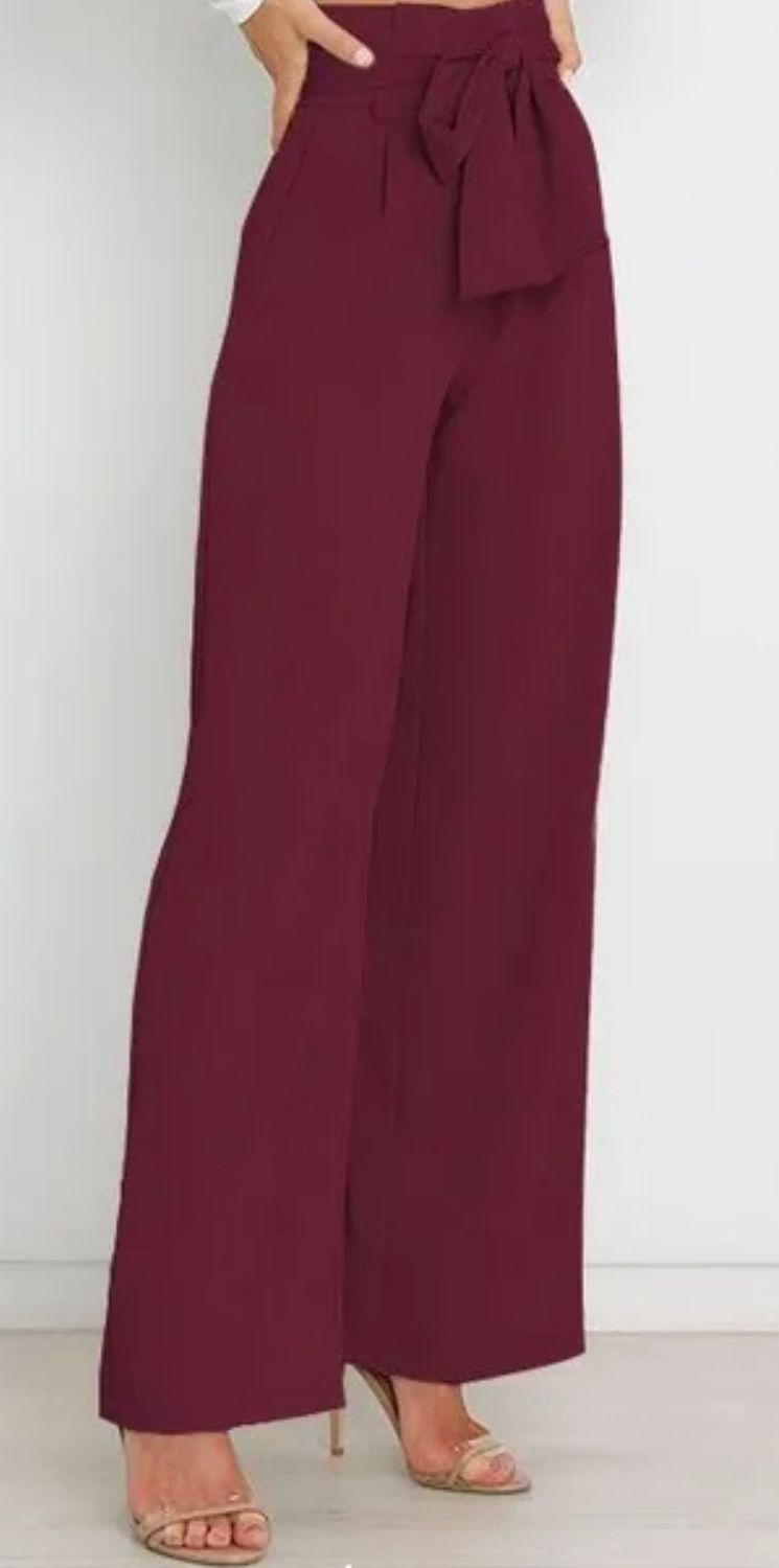 Burgundy Belted Trousers