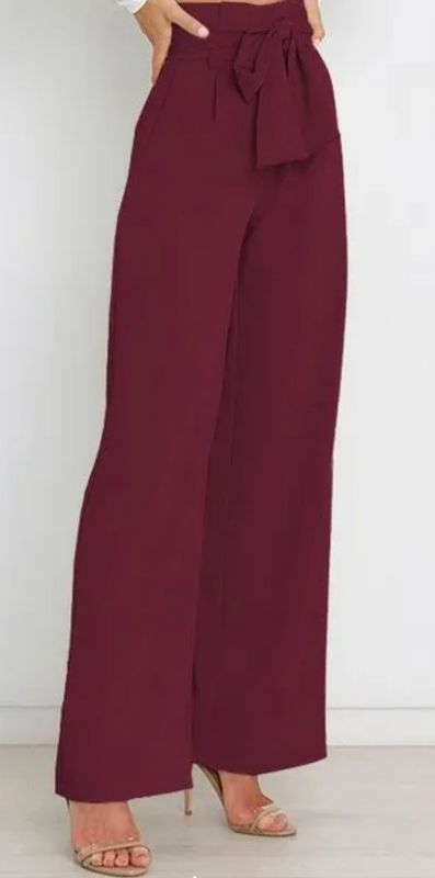 Burgundy Belted Trousers
