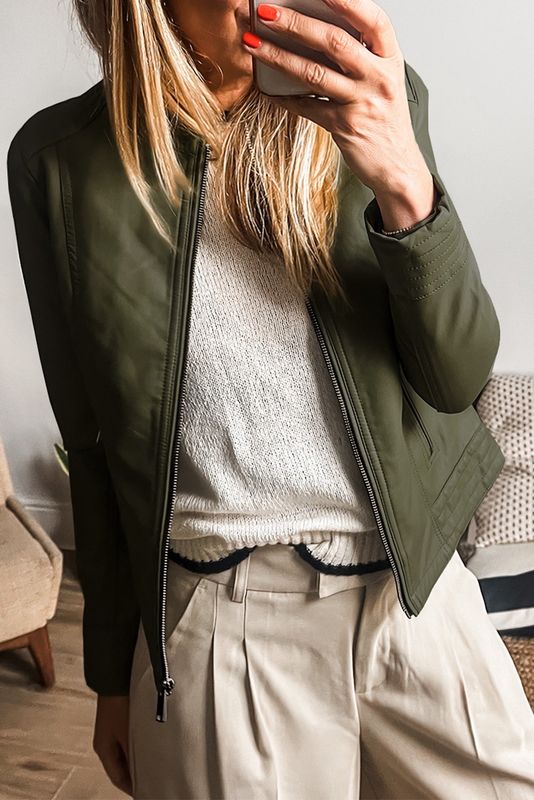 Olive Vegan Leather Jacket
